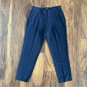 Aritzia Babaton Cohen Pleated Pants Navy Blue Elastic Waist Size 2